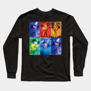 COLORFUL CIRCUS  CLOWNS Watercolor Collection Long Sleeve T-Shirt